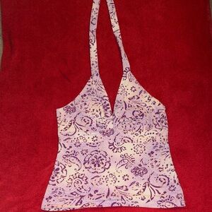 SO Lavender Halter Camisole with Purple Floral Print (96%cotton)